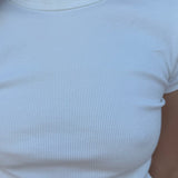 Enkel ribbad t-shirt - Vit