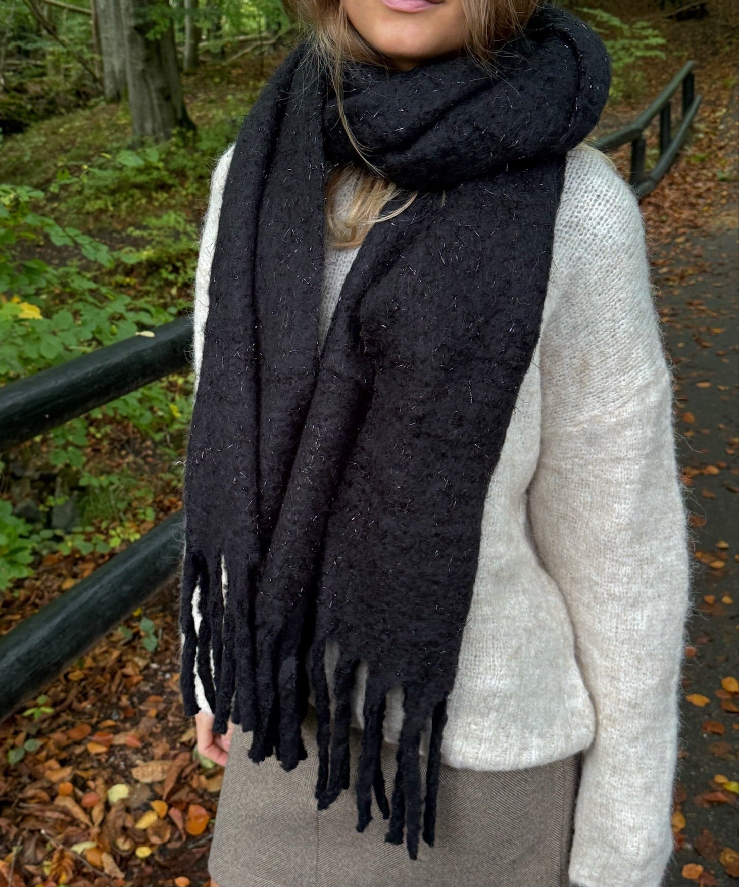 Chunky Tørklæde - Sort - ByStenholt.dk