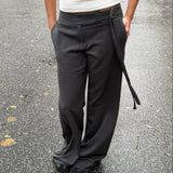 Low Waist Bukser med Spænde - Grå - ByStenholt.dk