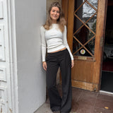 Low Waist Bukser med Spænde - Sort - ByStenholt.dk