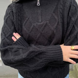 Ofelia Half Zip Knit - Svart