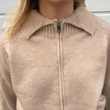 Zip Knit Cardigan - Camel