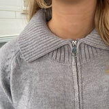 Zip Knit Cardigan - Grå