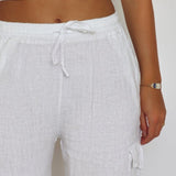 Cargo Linen Byxor - Vit