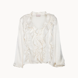 Ruffle Satin Bluse - Creme