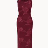 Floral Midi Kjole - Bordeaux