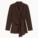 Fitted Tie Blazer - Mørkebrun