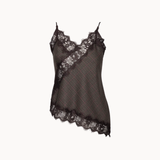 Asymmetrisk Satin Top - Ternet Mørkebrun