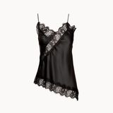 Asymmetrisk Satin Top - Sort