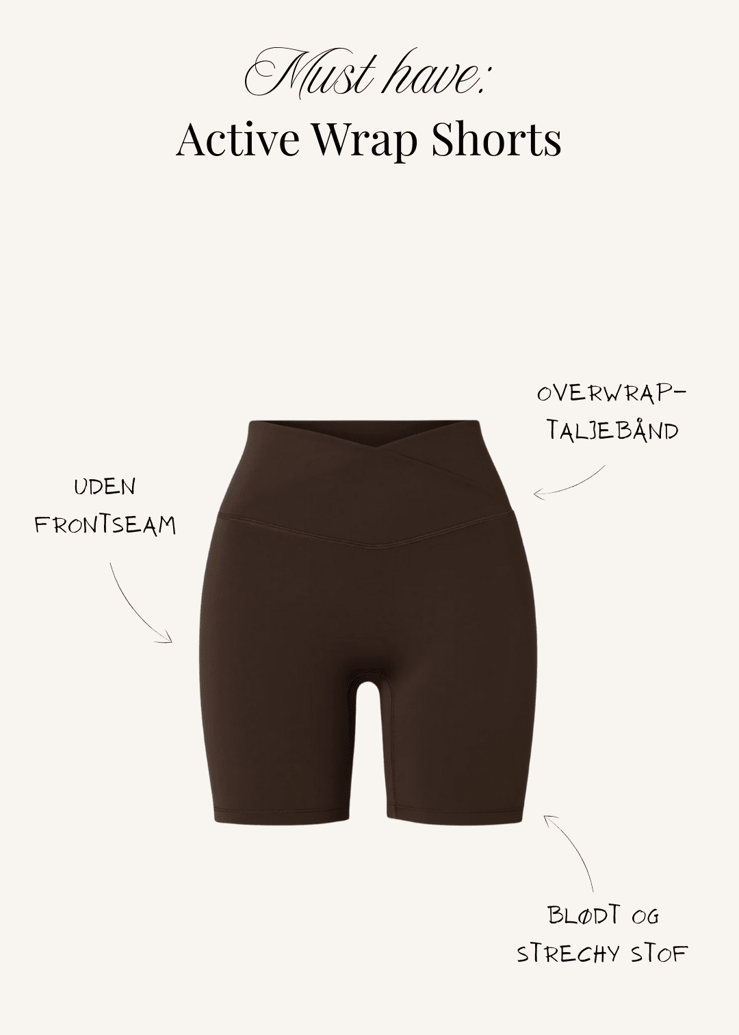 Active Wrap Shorts - Mørkebrun - ByStenholt.dk