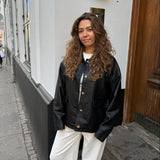 Alba Button Læderjakke - Sort - ByStenholt.dk