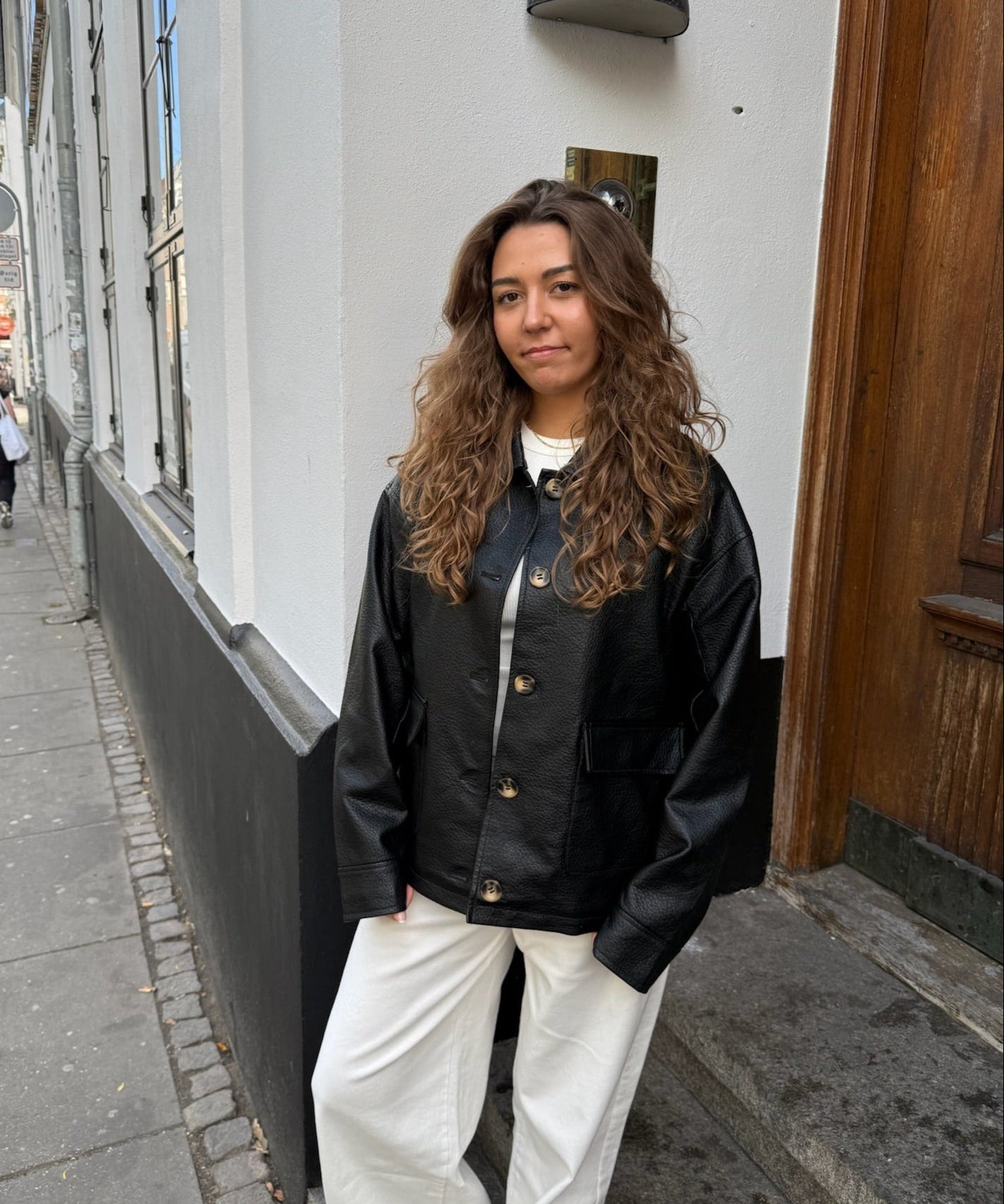 Alba Button Læderjakke - Sort - ByStenholt.dk