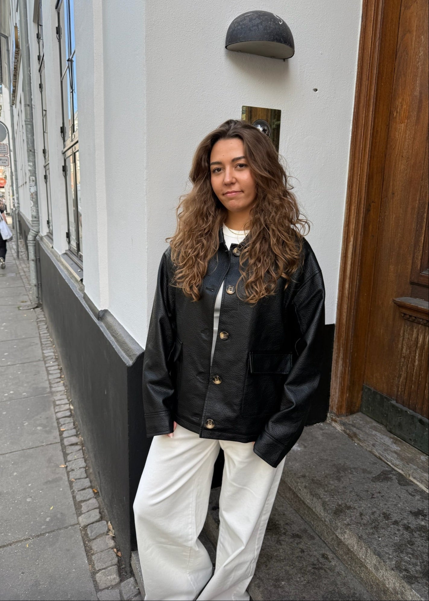 Alba Button Læderjakke - Sort - ByStenholt.dk