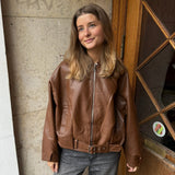Amira Belted Lædderjakke - Camel - ByStenholt.dk