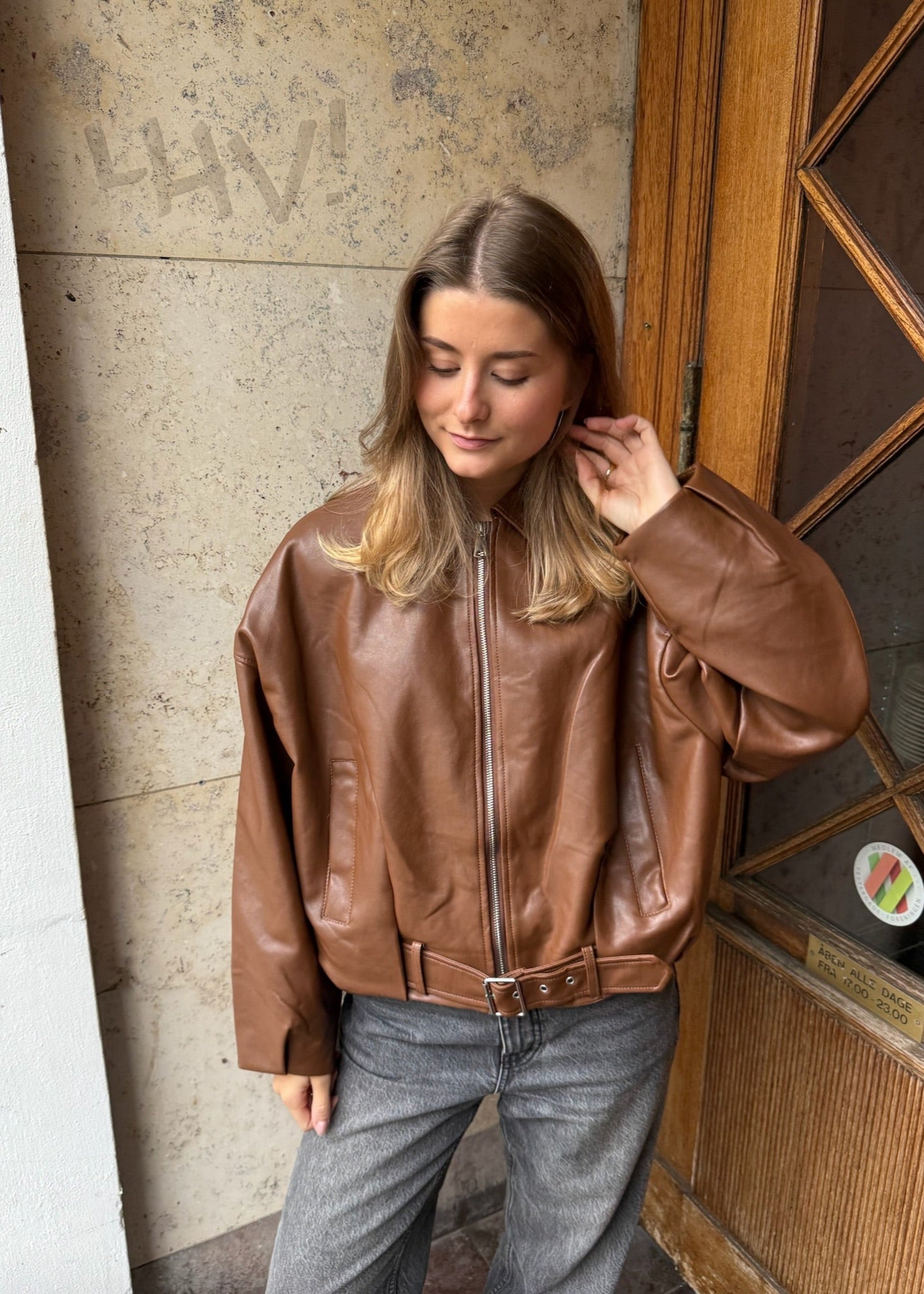 Amira Belted Lædderjakke - Camel - ByStenholt.dk