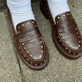 Aria Loafers med Nitter - Mørkebrun