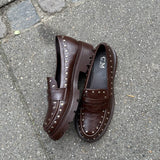Aria Loafers med Nitter - Mørkebrun