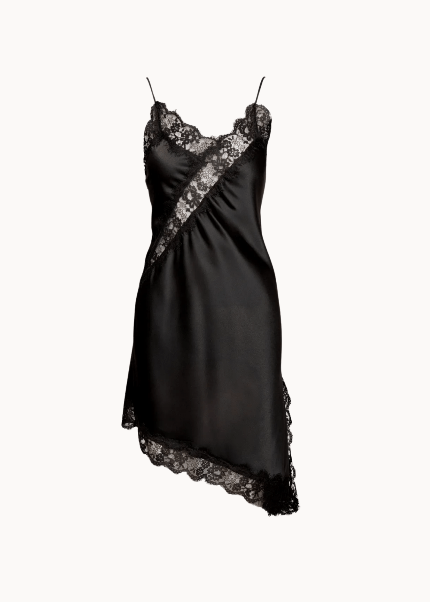 Asymmetrisk Satin Kjole - Sort - ByStenholt.dk