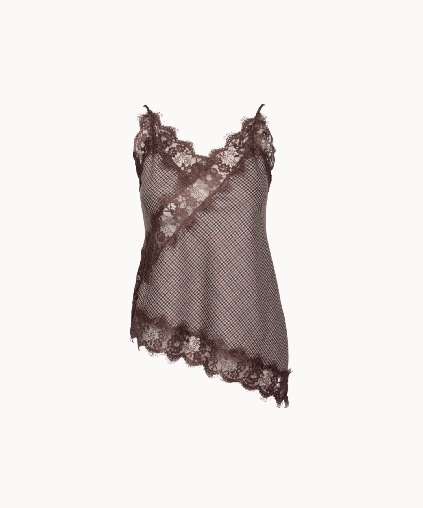 Asymmetrisk Satin Top - Ternet Brun - ByStenholt.dk