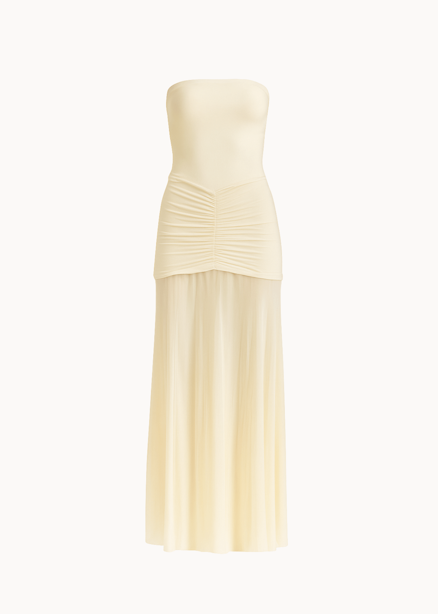 Aura Mesh Maxi Kjole - Creme - ByStenholt.dk