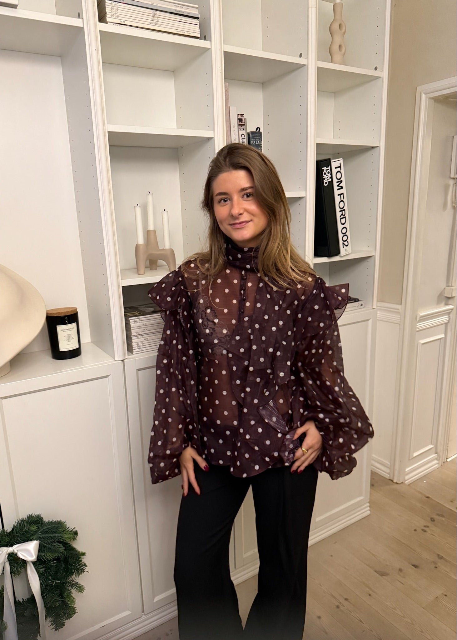 Belle Polka Skjorte - Bordeaux - ByStenholt.dk