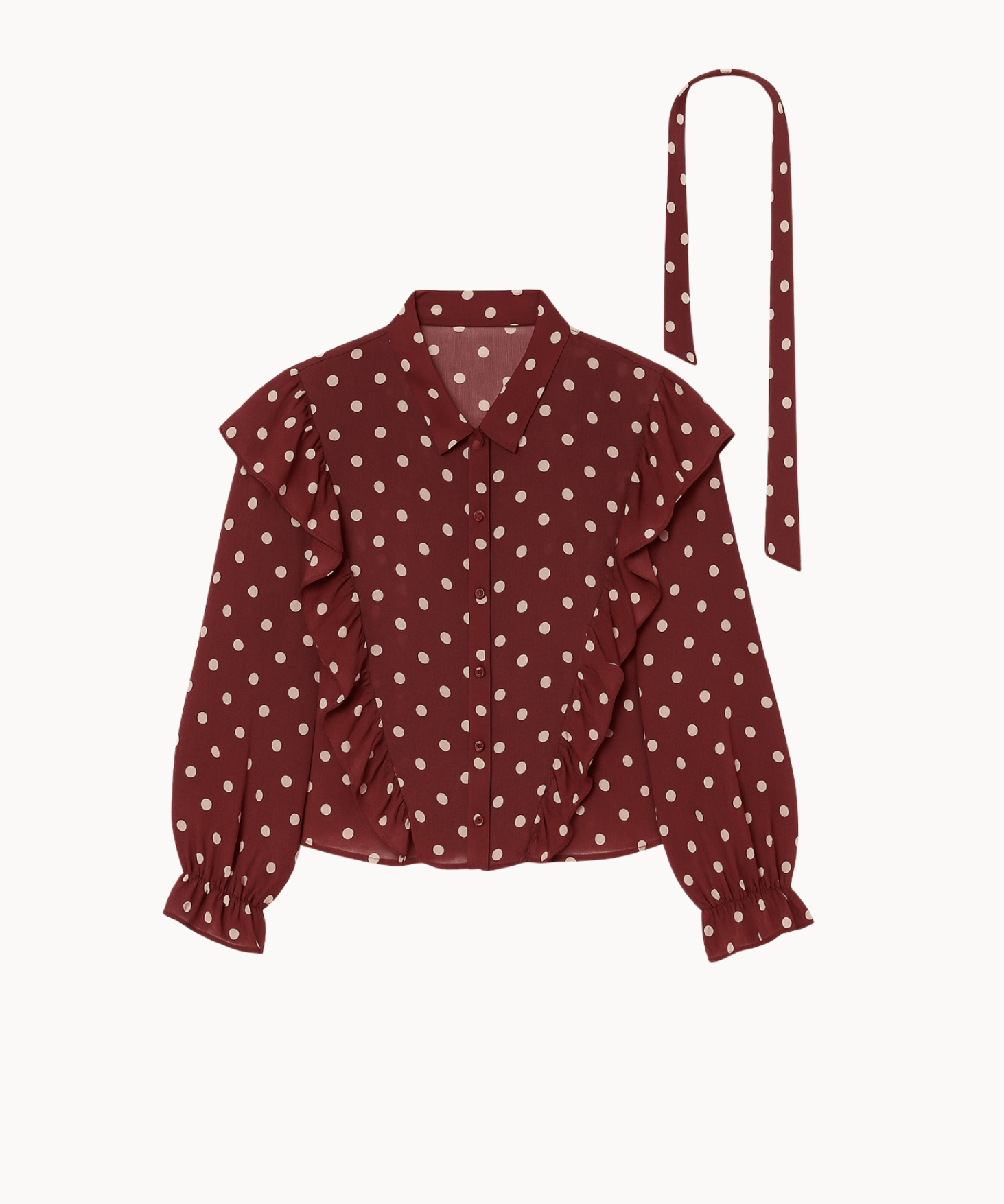 Belle Polka Skjorte - Bordeaux - ByStenholt.dk
