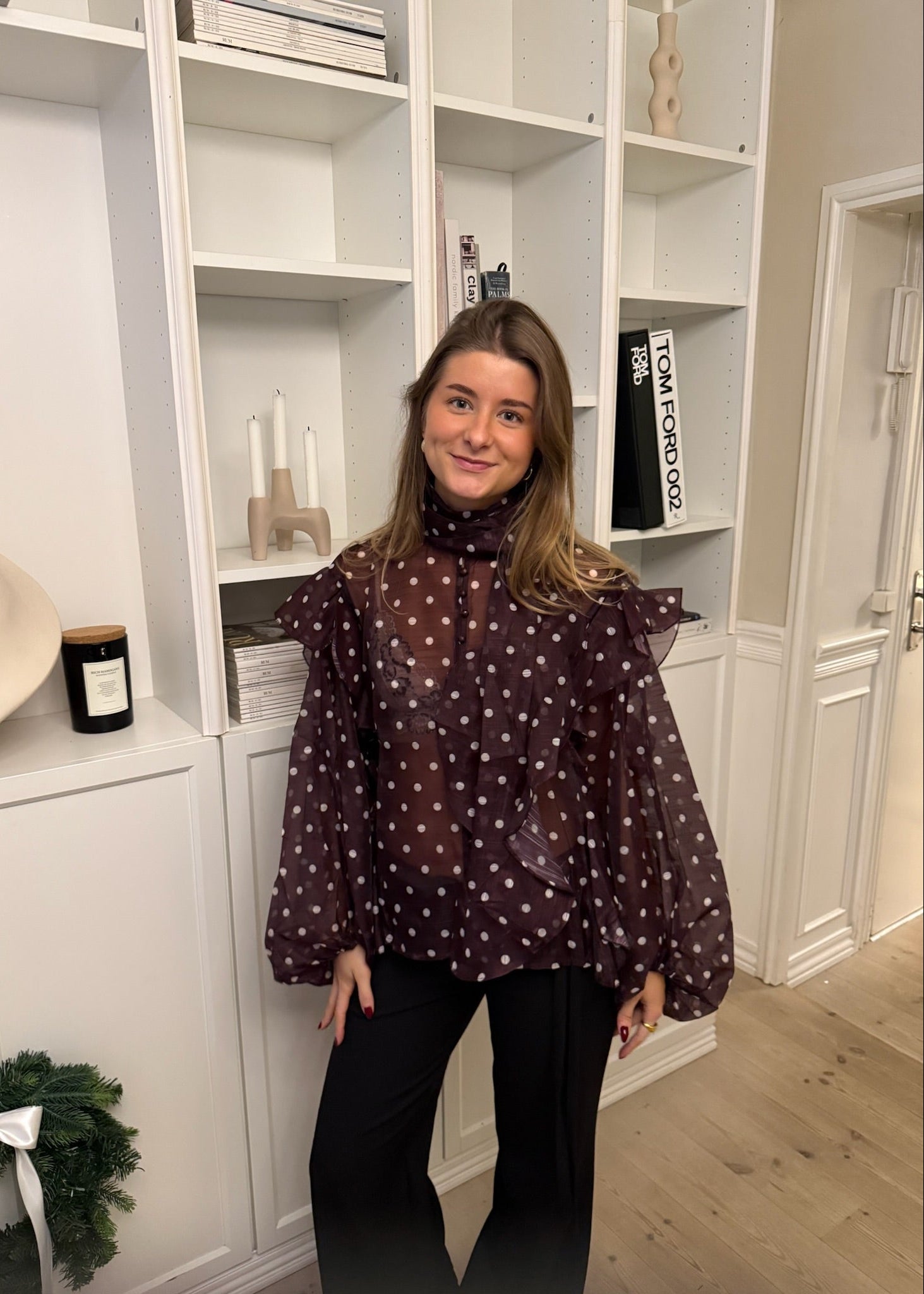 Belle Polka Skjorte - Bordeaux - ByStenholt.dk