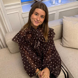 Belle Polka Skjorte - Mørkebrun - ByStenholt.dk