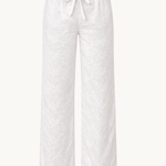 Broderet Low Waist Bukser - Hvid - ByStenholt.dk
