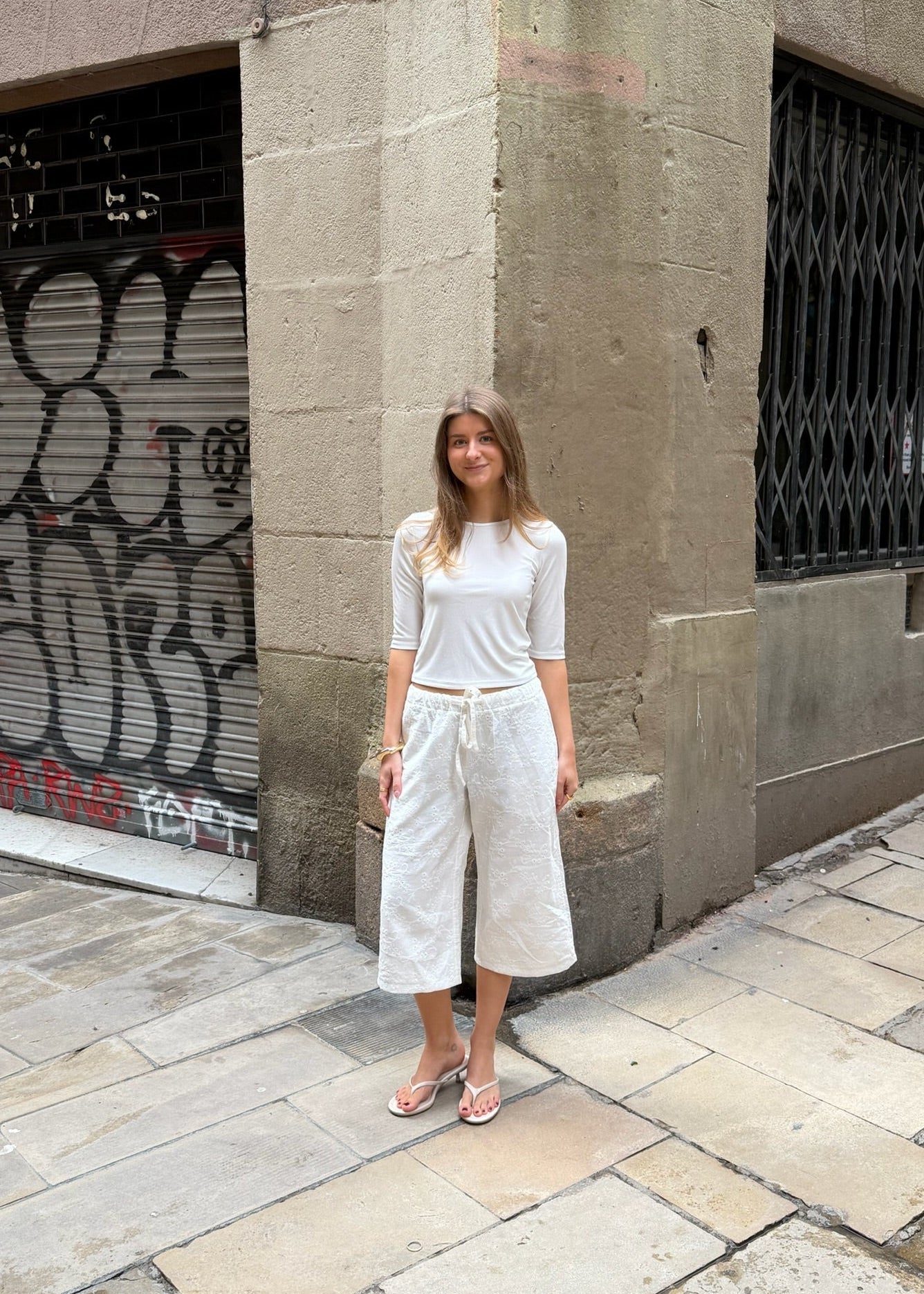 Broderet Low Waist Capribukser - ByStenholt.dk