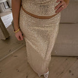 Celeste Maxi Paillet Nederdel - Sart Lyserød - ByStenholt.dk