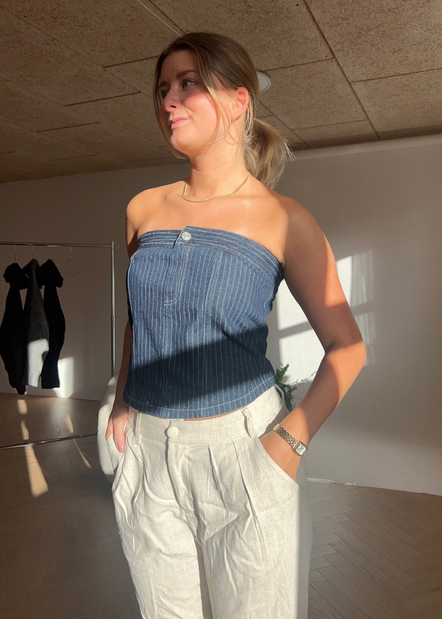 Denim Bandeau Top - ByStenholt.dk