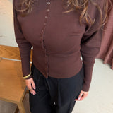 Eline Fitted Cardigan - Mørkebrun - ByStenholt.dk