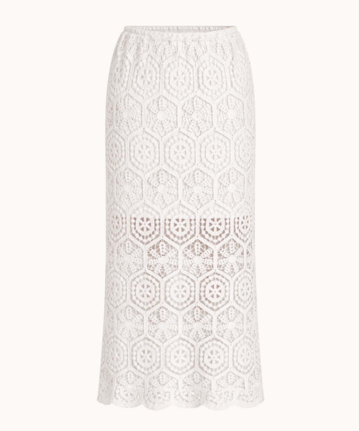 Ellie Hæklet Maxi Nederdel - Hvid - ByStenholt.dk