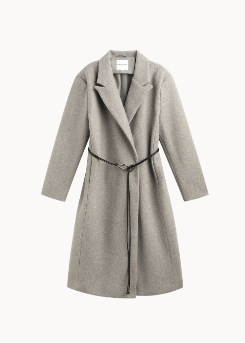 Emma Lang Coat med bælte - Beige - ByStenholt.dk