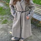 Emma Lang Coat med bælte - Beige - ByStenholt.dk