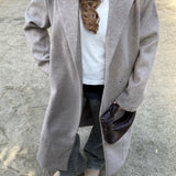 Emma Lang Coat med bælte - Beige - ByStenholt.dk