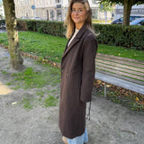 Emma Lang Coat med bælte - Brun - ByStenholt.dk