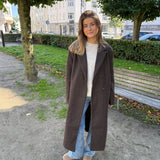 Emma Lang Coat med bælte - Brun - ByStenholt.dk