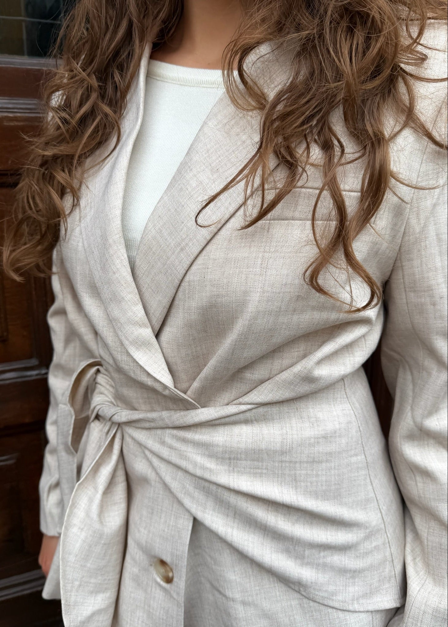 Emma Tie Blazer - Beige - ByStenholt.dk