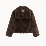 Faux Fur Kort Jakke - Mørkebrun - ByStenholt.dk