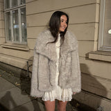 Faux Fur Kort Jakke - Taupe - ByStenholt.dk