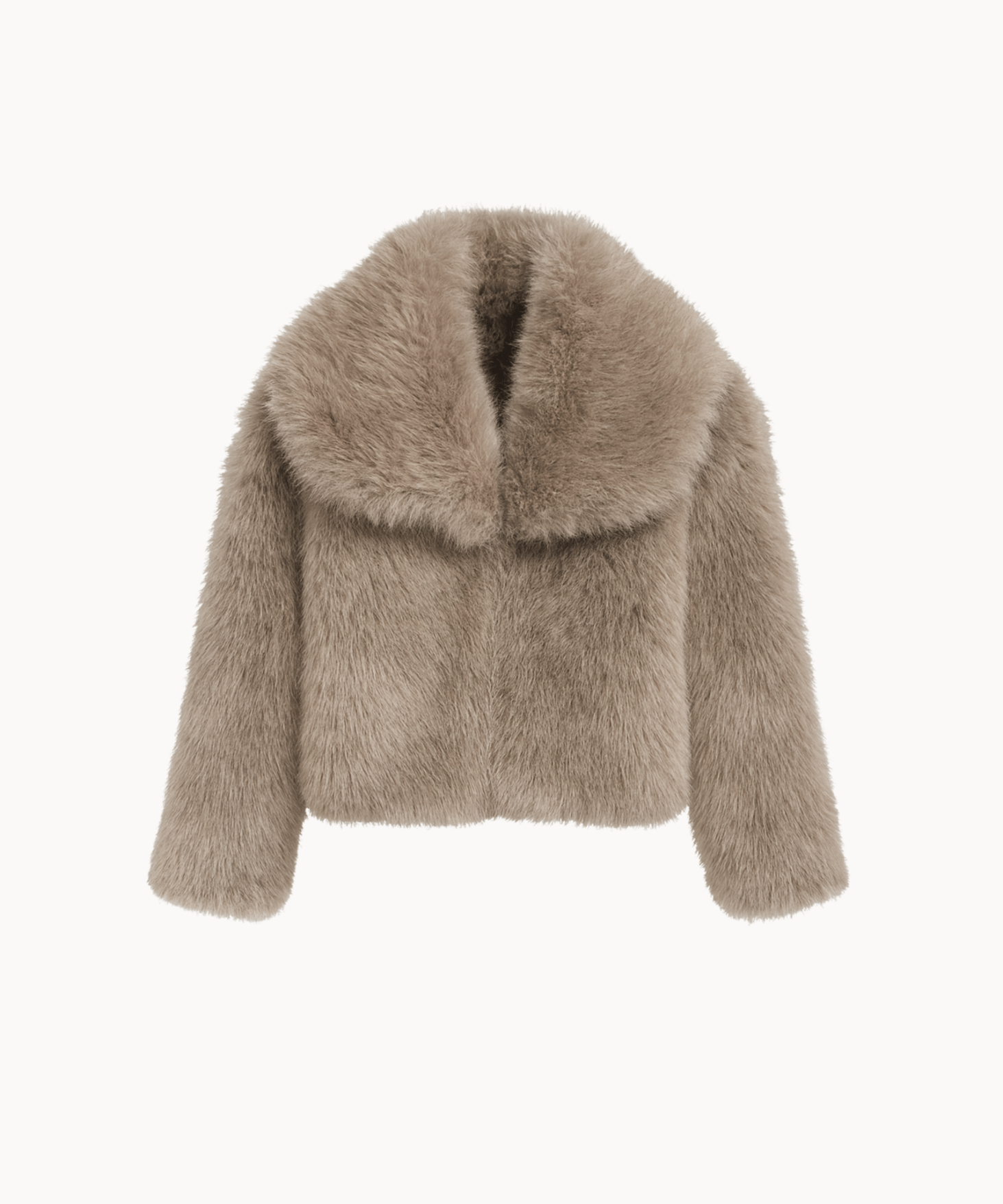 Faux Fur Kort Jakke - Taupe - ByStenholt.dk