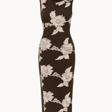 Floral Midi Kjole - Mørkebrun - ByStenholt.dk