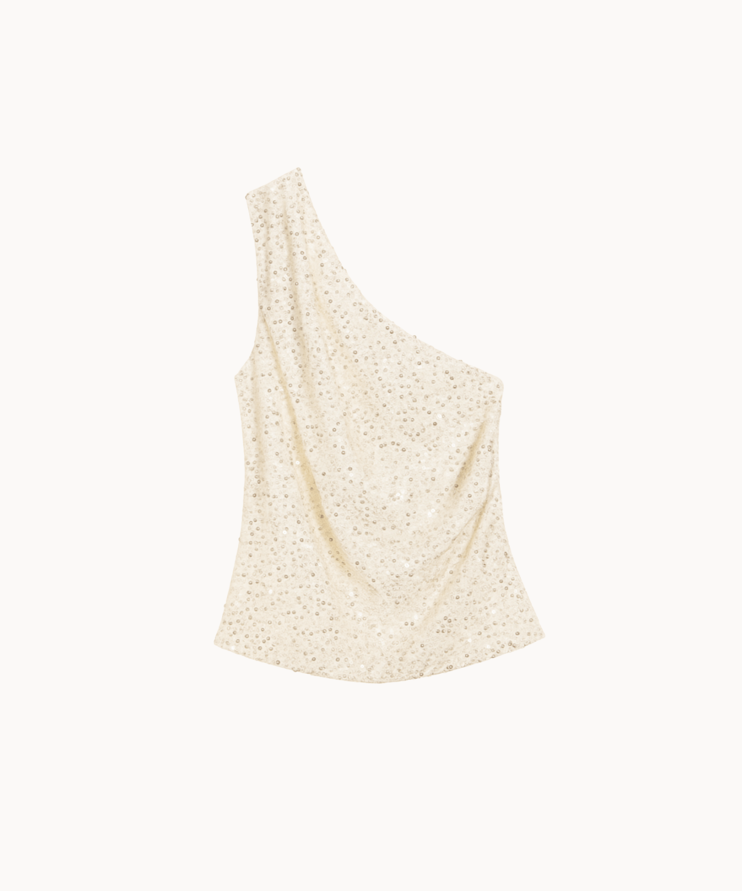 Gia One Shoulder Paillet Top - Creme - ByStenholt.dk