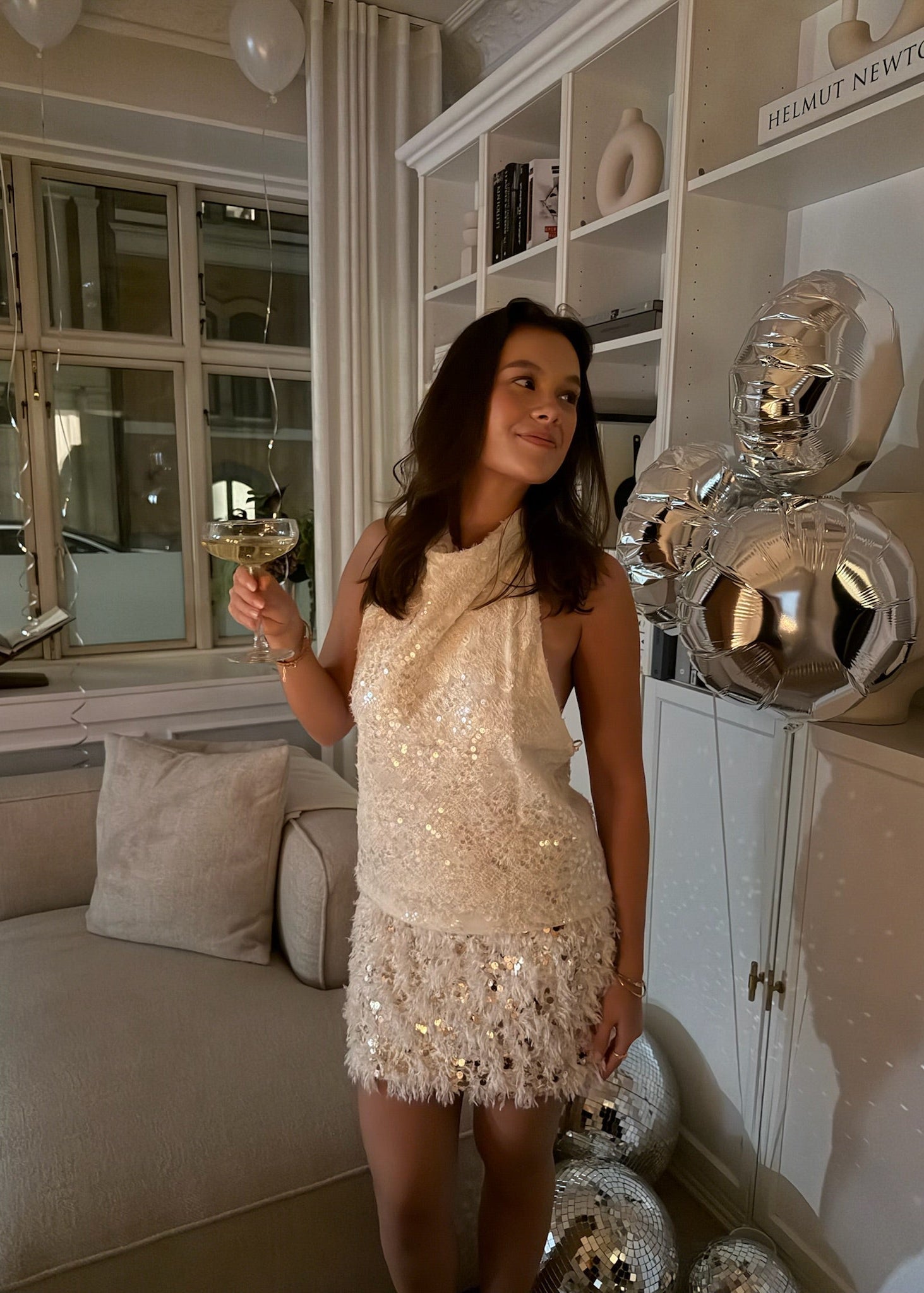 Halterneck Paillet Top - Creme - ByStenholt.dk