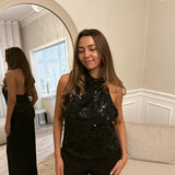 Halterneck Paillet Top - Sort - ByStenholt.dk