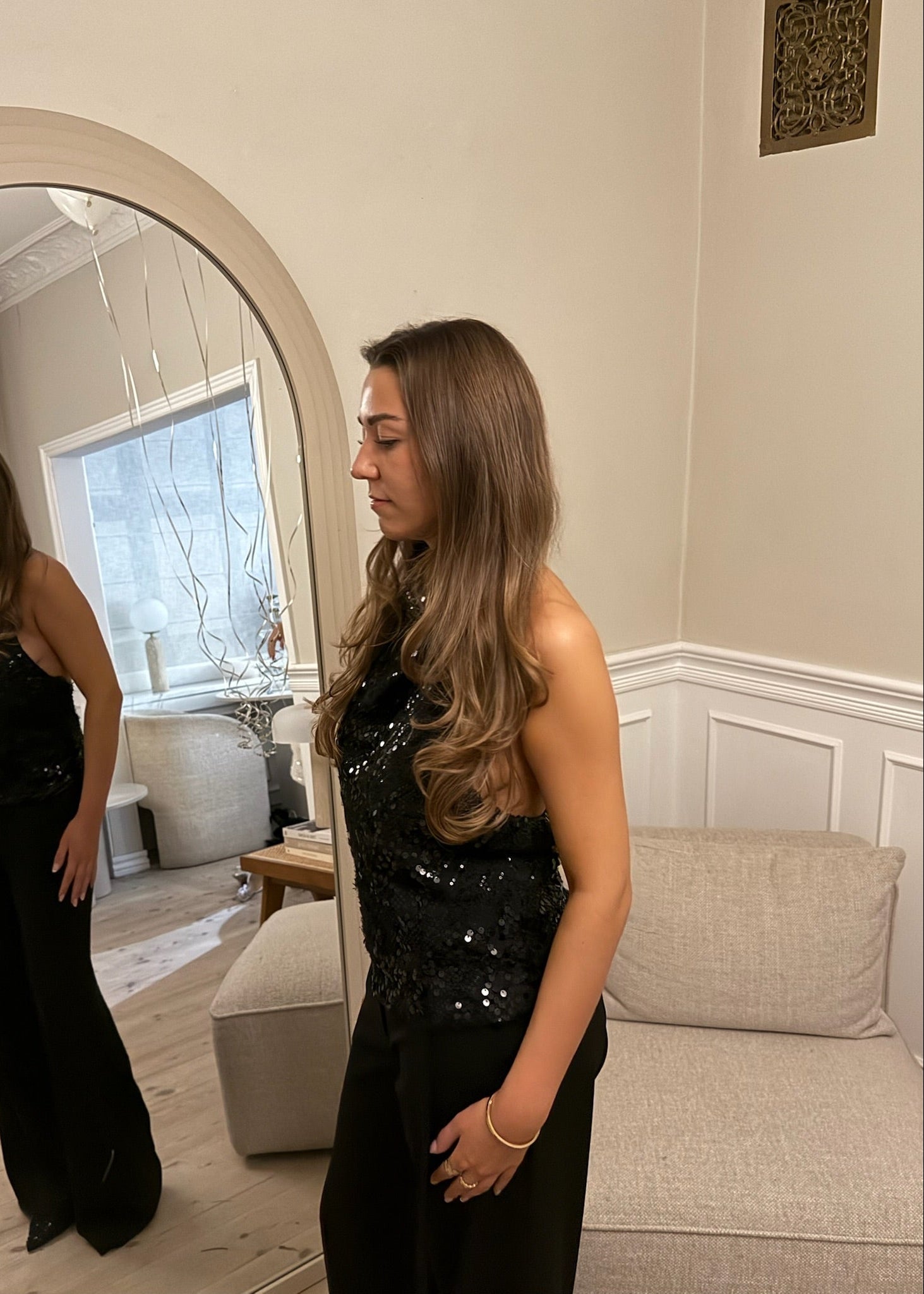 Halterneck Paillet Top - Sort - ByStenholt.dk