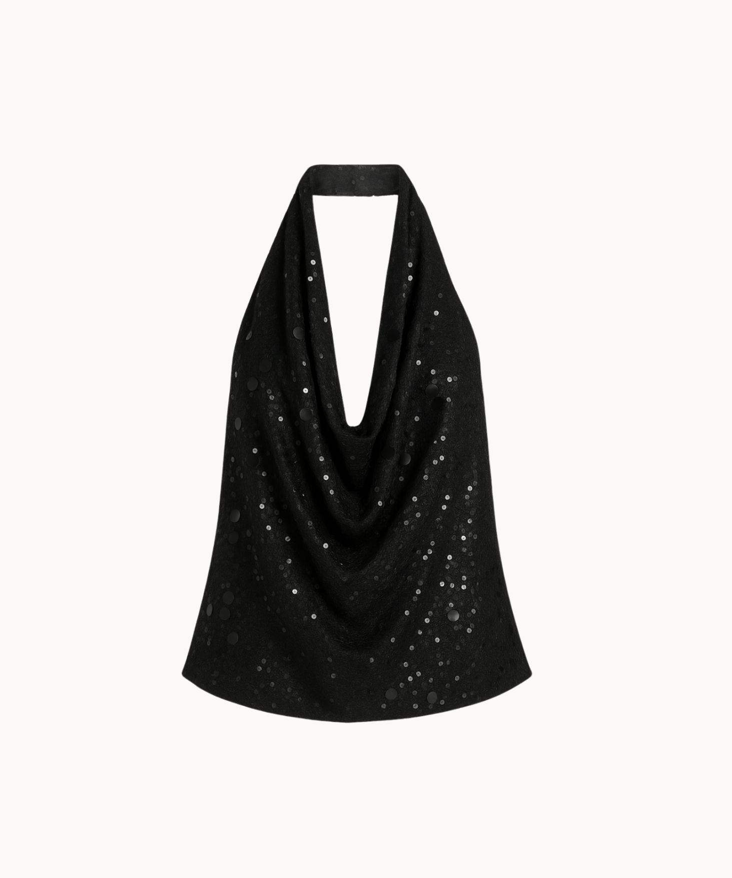 Ivy Halterneck Paillet Top - Sort - ByStenholt.dk