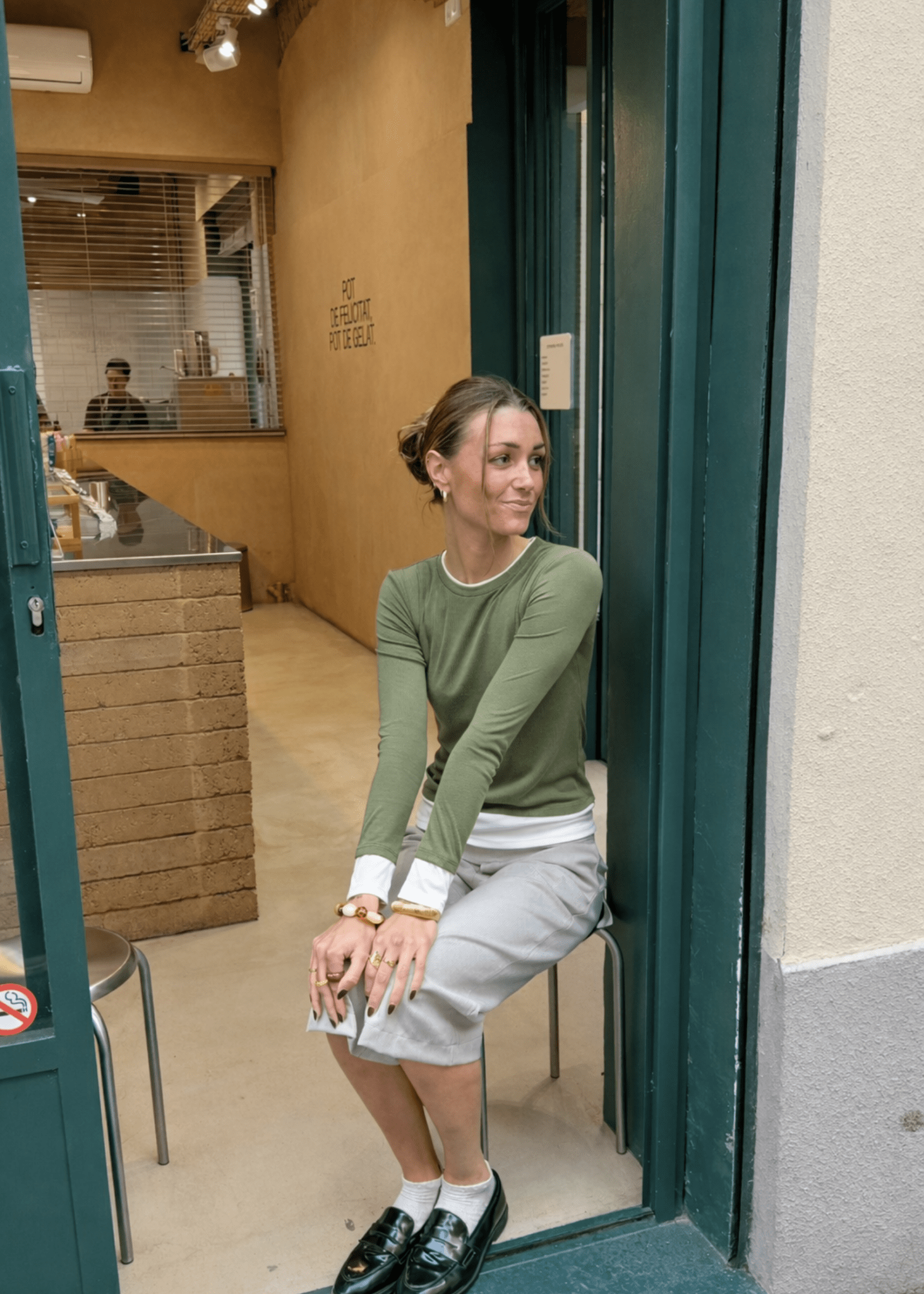 Langærmet Lag på Lag Bluse - Grøn - ByStenholt.dk